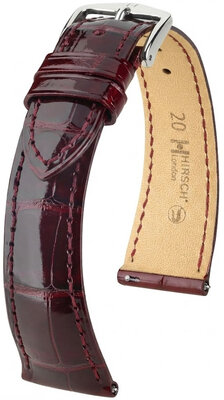 Leather strap Hirsch London L 04207060-2, red, alligator leather, length L, Quick Release