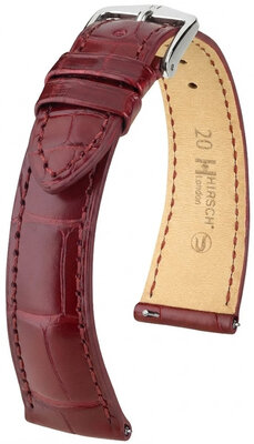 Leather strap Hirsch London L 04207069-2, red, alligator leather, length L, Quick Release