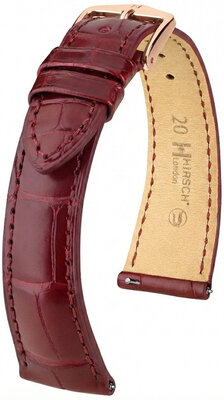 Leather strap Hirsch London L 04207069-7, red, alligator leather, length L, Quick Release