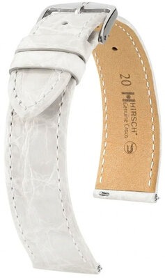 Leather strap Hirsch Genuine Croco 01808100-2, White, crocodile skin, Quick Release