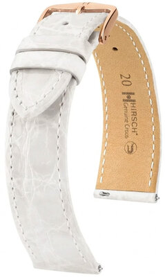 Leather strap Hirsch Genuine Croco 01808100-7, White, crocodile skin, Quick Release