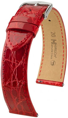 Leather strap Hirsch Genuine Croco 01808120-2, Red, crocodile skin, Quick Release