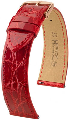 Leather strap Hirsch Genuine Croco 01808120-7, Red, crocodile skin, Quick Release