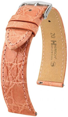 Leather strap Hirsch Genuine Croco L 01808022-2, orange, crocodile leather, length L, Quick Release
