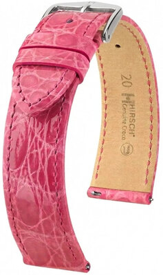 Leather strap Hirsch Genuine Croco L 01808025-2, pink, crocodile leather, length L, Quick Release