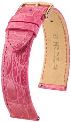 Leather strap Hirsch Genuine Croco L 01808025-7, pink, crocodile leather, length L, Quick Release