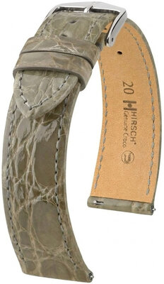 Leather strap Hirsch Genuine Croco L 01808030-2, grey, crocodile leather, length L, Quick Release