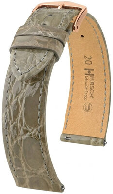 Leather strap Hirsch Genuine Croco L 01808030-7, grey, crocodile leather, length L, Quick Release
