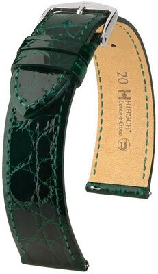 Leather strap Hirsch Genuine Croco L 01808040-2, green, crocodile leather, length L, Quick Release