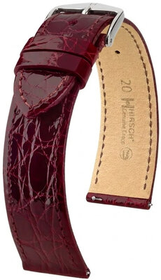 Leather strap Hirsch Genuine Croco L 01808060-2, red, crocodile leather, length L, Quick Release