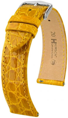Leather strap Hirsch Genuine Croco L 01808072-2, yellow, crocodile leather, length L, Quick Release