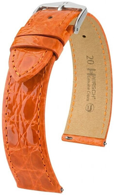 Leather strap Hirsch Genuine Croco L 01808076-2, orange, crocodile leather, length L, Quick Release