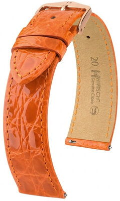 Leather strap Hirsch Genuine Croco L 01808076-7, orange, crocodile leather, length L, Quick Release