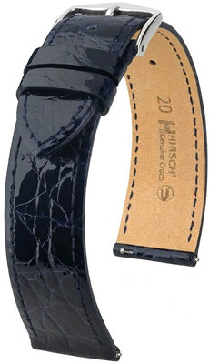 Leather strap Hirsch Genuine Croco L 01808080-2, blue, crocodile leather, length L, Quick Release