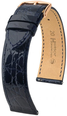 Leather strap Hirsch Genuine Croco L 01808080-7, blue, crocodile leather, length L, Quick Release