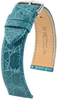 Leather strap Hirsch Genuine Croco L 01808083-2, blue, crocodile leather, length L, Quick Release