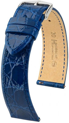 Leather strap Hirsch Genuine Croco L 01808085-2, blue, crocodile leather, length L, Quick Release