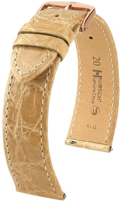Leather strap Hirsch Genuine Croco L 01808090-7, beige, crocodile leather, length L, Quick Release