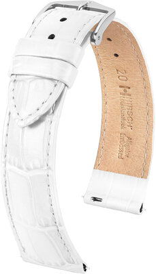 Leather strap Hirsch Louisianalook L 03427000-2, white, calfskin, length L, Quick Release