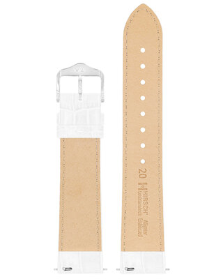 Leather strap Hirsch Louisianalook L 03427000-2, white, calfskin, length L, Quick Release