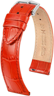Leather strap Hirsch Louisianalook L 03427020-2, red, calfskin, length L, Quick Release