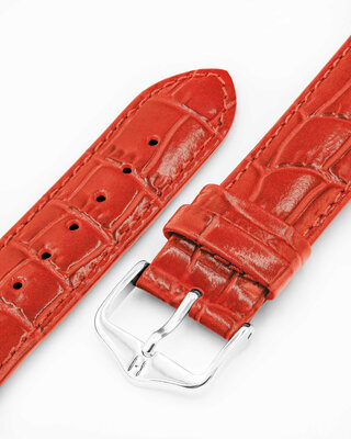 Leather strap Hirsch Louisianalook L 03427020-2, red, calfskin, length L, Quick Release