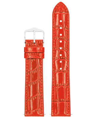 Leather strap Hirsch Louisianalook L 03427020-2, red, calfskin, length L, Quick Release