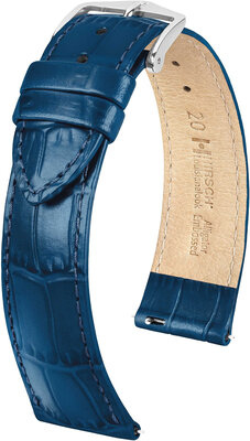 Leather strap Hirsch Louisianalook L 03427080-2, blue, calfskin, length L, Quick Release