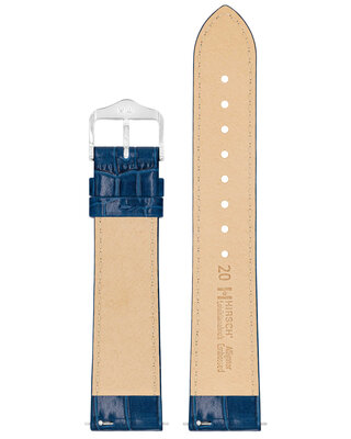 Leather strap Hirsch Louisianalook L 03427080-2, blue, calfskin, length L, Quick Release