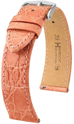 Leather strap Hirsch Genuine Croco 01808122-2, Pink, crocodile skin, Quick Release