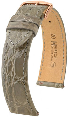 Leather strap Hirsch Genuine Croco 01808130-7, Grey, crocodile skin, Quick Release