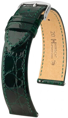 Leather strap Hirsch Genuine Croco 01808140-2, Green, crocodile skin, Quick Release