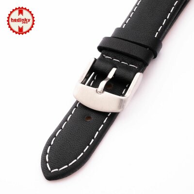 Unisex leather black strap for watches W-00-And