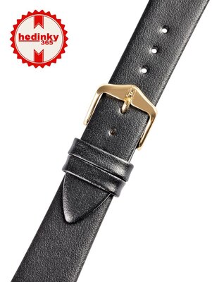 Leather strap Hirsch Toronto M 03702150OE-1, black, calfskin, open end (for fixed spring bars), length M
