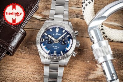 御成約　[3618] Edox SkyDiver Chronograph Quartz 10116-3-buidn Limited Edition