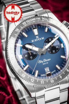 Edox SkyDiver Chronograph Quartz 10116-3-buidn Limited Edition 1000pcs ( + replacement strap )