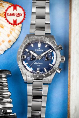 Edox SkyDiver Chronograph Quartz 10116-3-buidn Limited Edition 1000pcs ( + replacement strap )