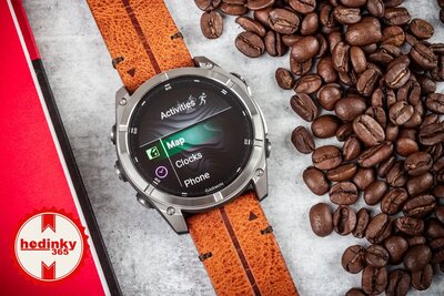 Garmin Fenix 8 AMOLED 51 mm, Exclusive Titanium Graphite Brown Leather Band (Premium) (+ extra strap)