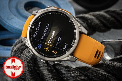 Garmin Fenix 8 AMOLED 47 mm, Sapphire Titanium Graphite Spark Orange Band